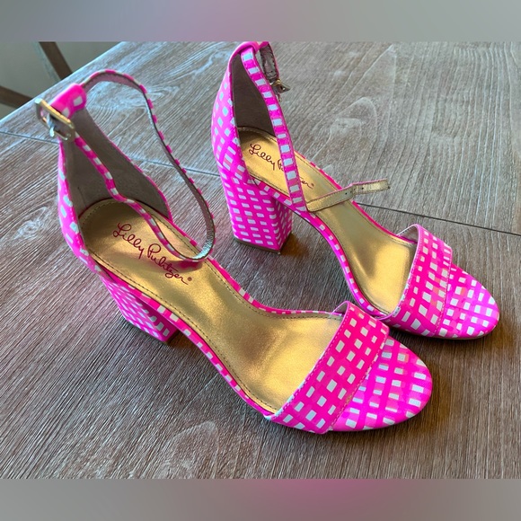 Lilly Pulitzer Shoes - Lilly Pulitzer pink heels. Worn once. Fabulous shoes, so comfortable.